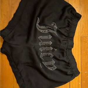 Juicy Couture Black Rhinestone Script Athletic Shorts